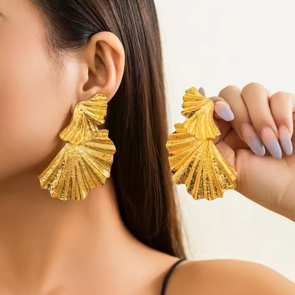 Anthropologie Gold Statement Earrings